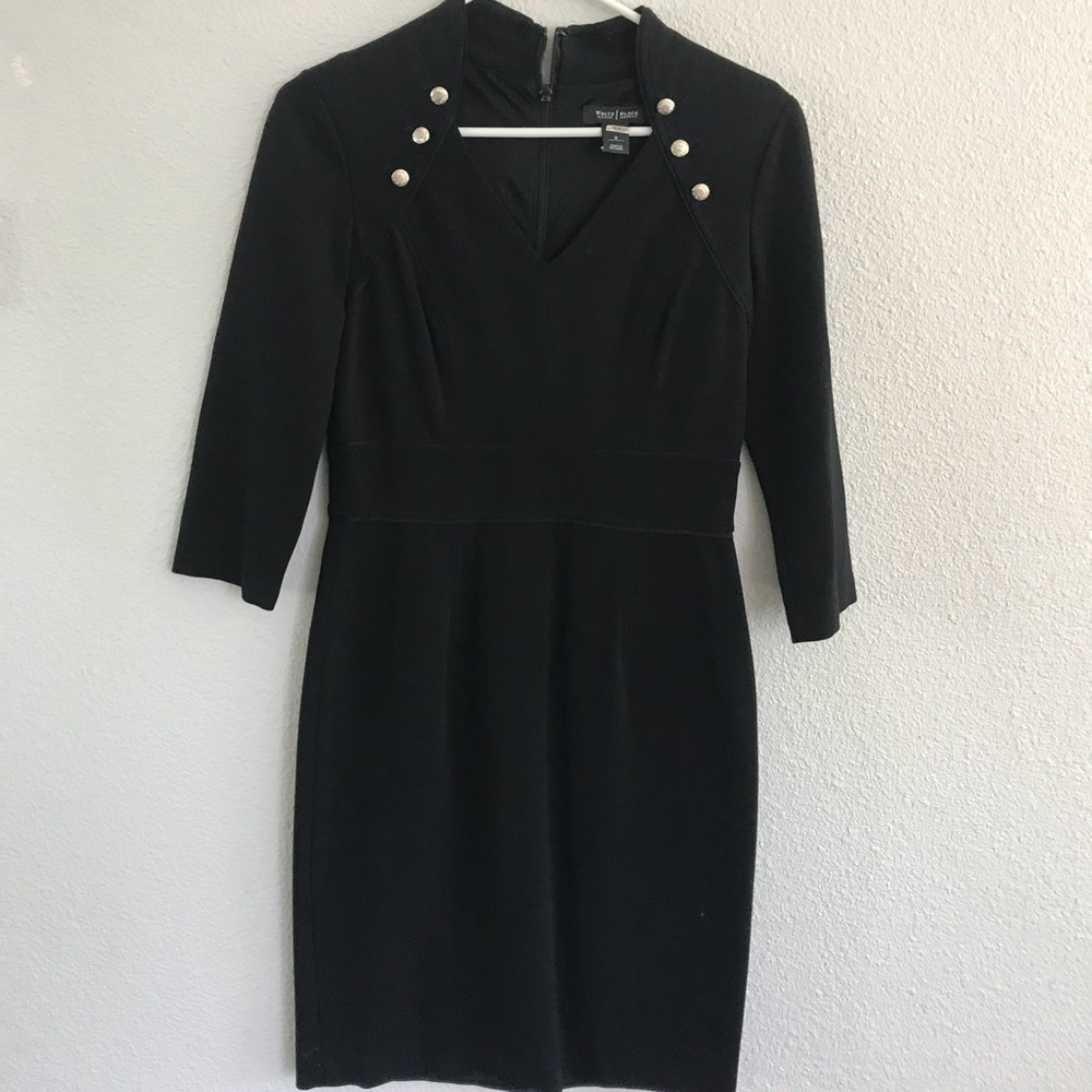 Mid sleeve midi black dress
